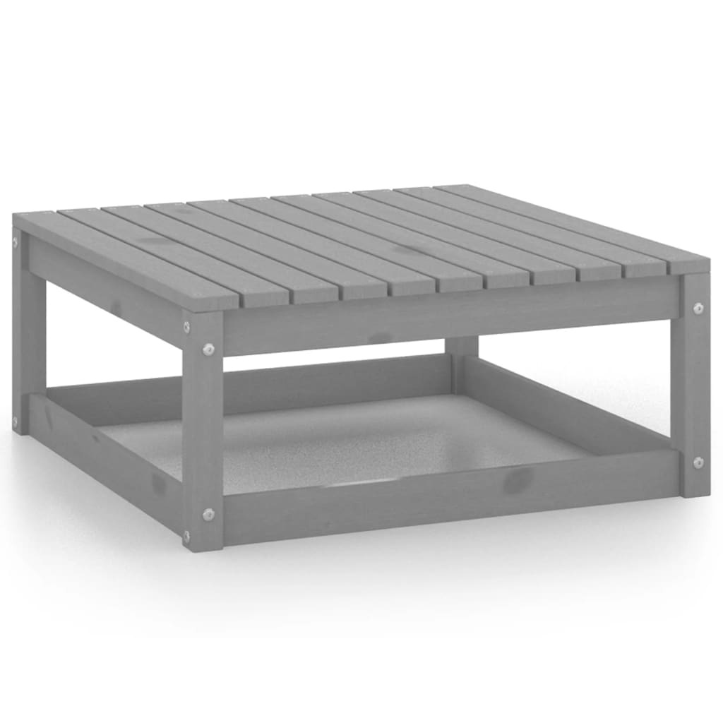 12-tlg. Garten-Lounge-Set mit Kissen Grau Kiefer Massivholz